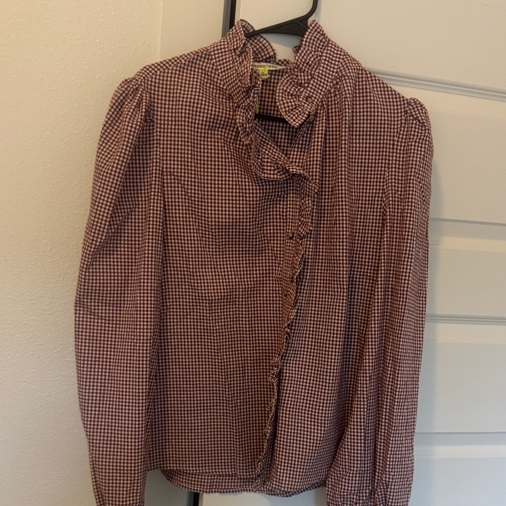 Flying Tomato Red Checkered Blouse